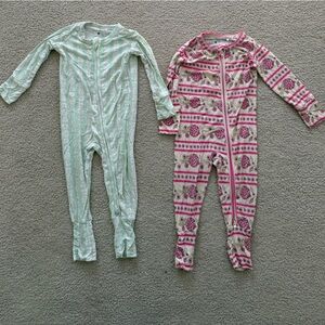 Motette Bamboo Footed Sleeper Bundle 6-9M Mint Green Pink Floral Set of 2
